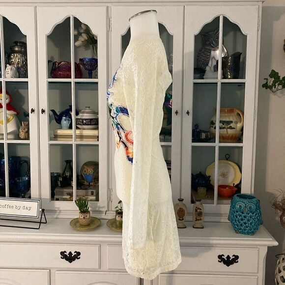 Lace Dress Cream Embroidered Fab’rik Size XS - Picture 3 of 8